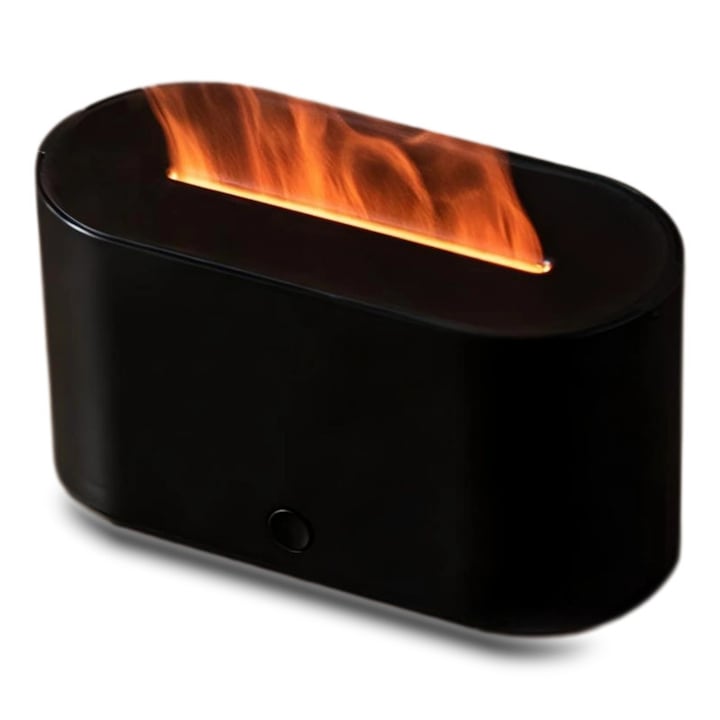 Mini aromaterápiás párásító, 130ml, 4 lángszín, USB, automatikus kikapcsolás, irodába, hálószobába, fekete