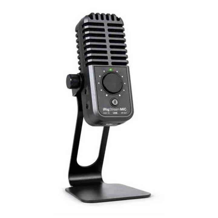 Microfon USB IK Multimedia iRig Stream Mic, cardioid, portabil, negru