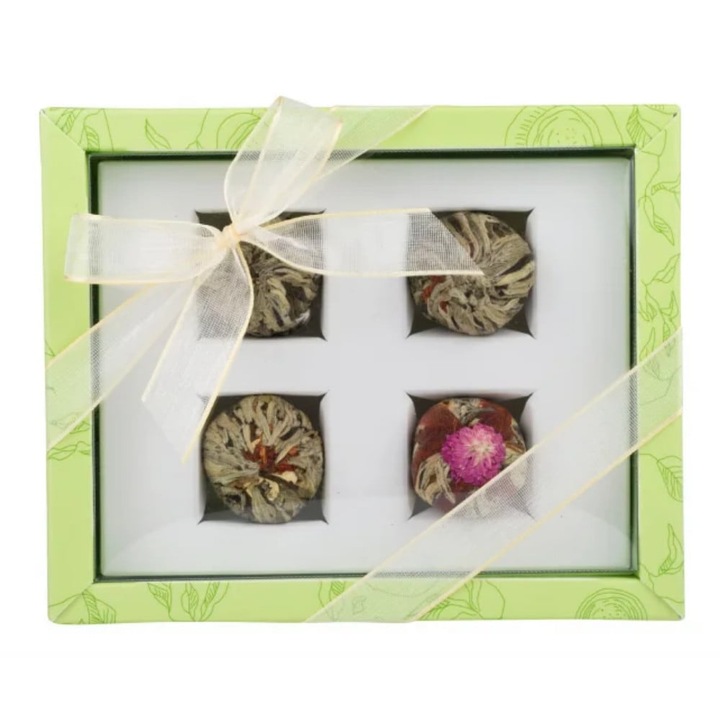 Ceai Blooming 5 O'Clock Tea Set Adikia Green, 4 sortimente, 100g, verde