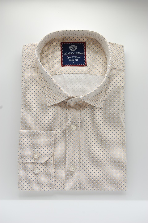 Camasa alb albastru maro slim fit