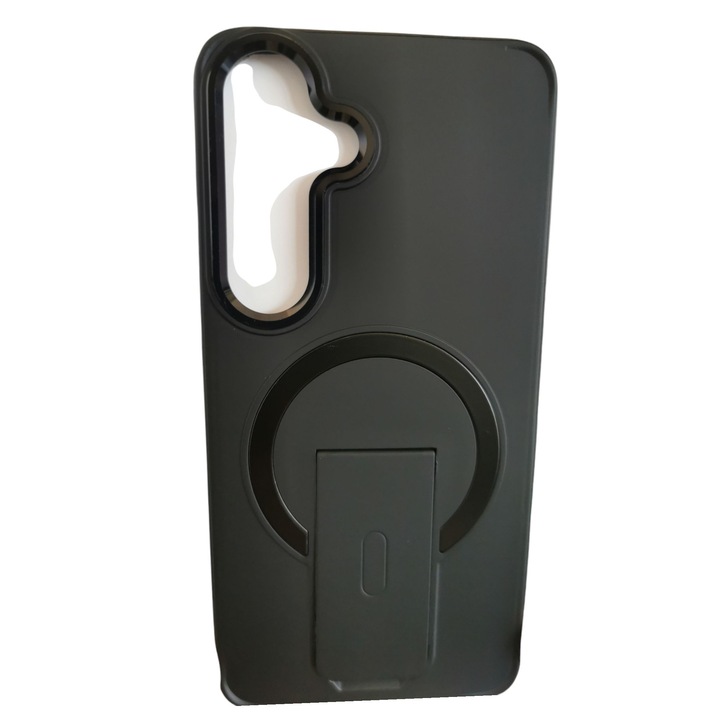 Husa Flickstand Magsafe, G-Tech, compatibila cu Samsung Galaxy S25, TPU+Policarbonat, Mat, Negru