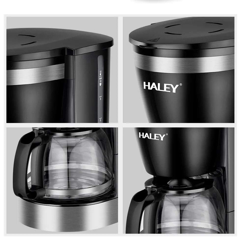 Aparat de Cafea HALEY HY-2808 – 800W, 1.25L, 12 Cani, Sistem de ...