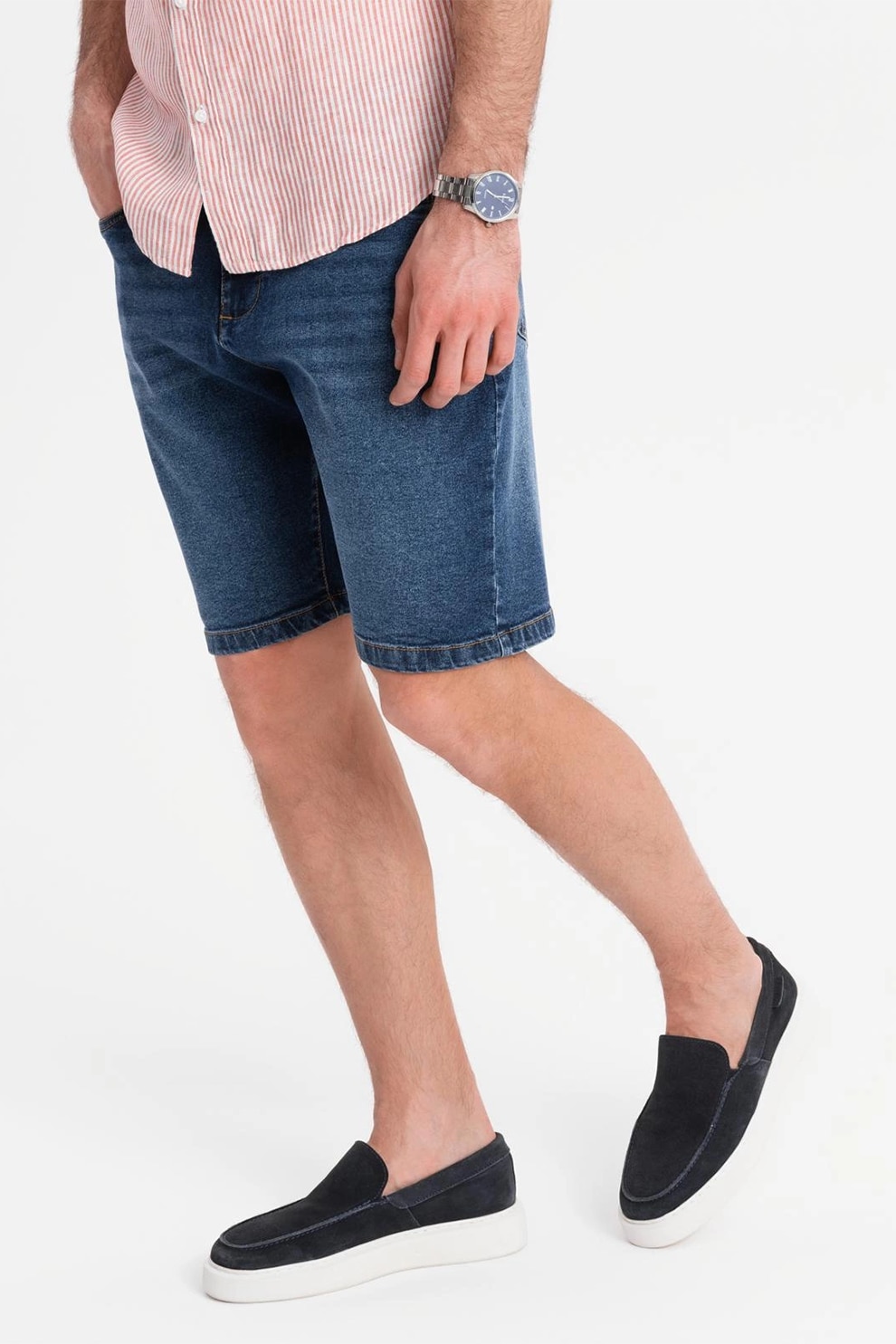 OMBRE, Blugi scurti cu buzunare, Indigo, S