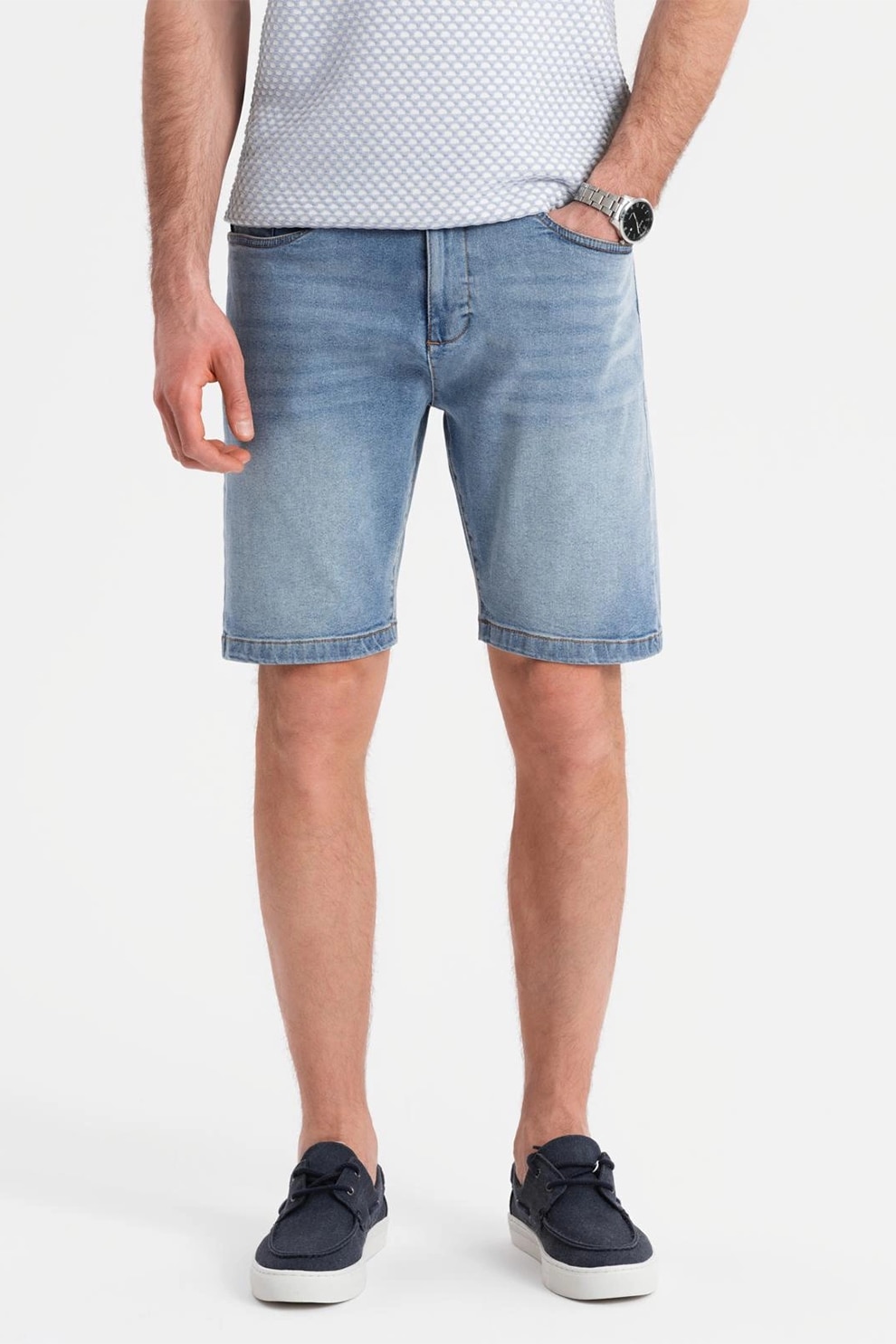 OMBRE, Blugi scurti cu buzunare, Indigo deschis, L