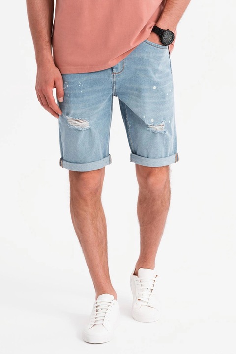 OMBRE, Blugi scurti cu talie medie, Albastru deschis