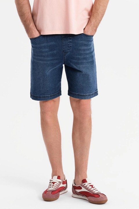 OMBRE, Állítható derekú farmer bermudanadrág, Sötétkék