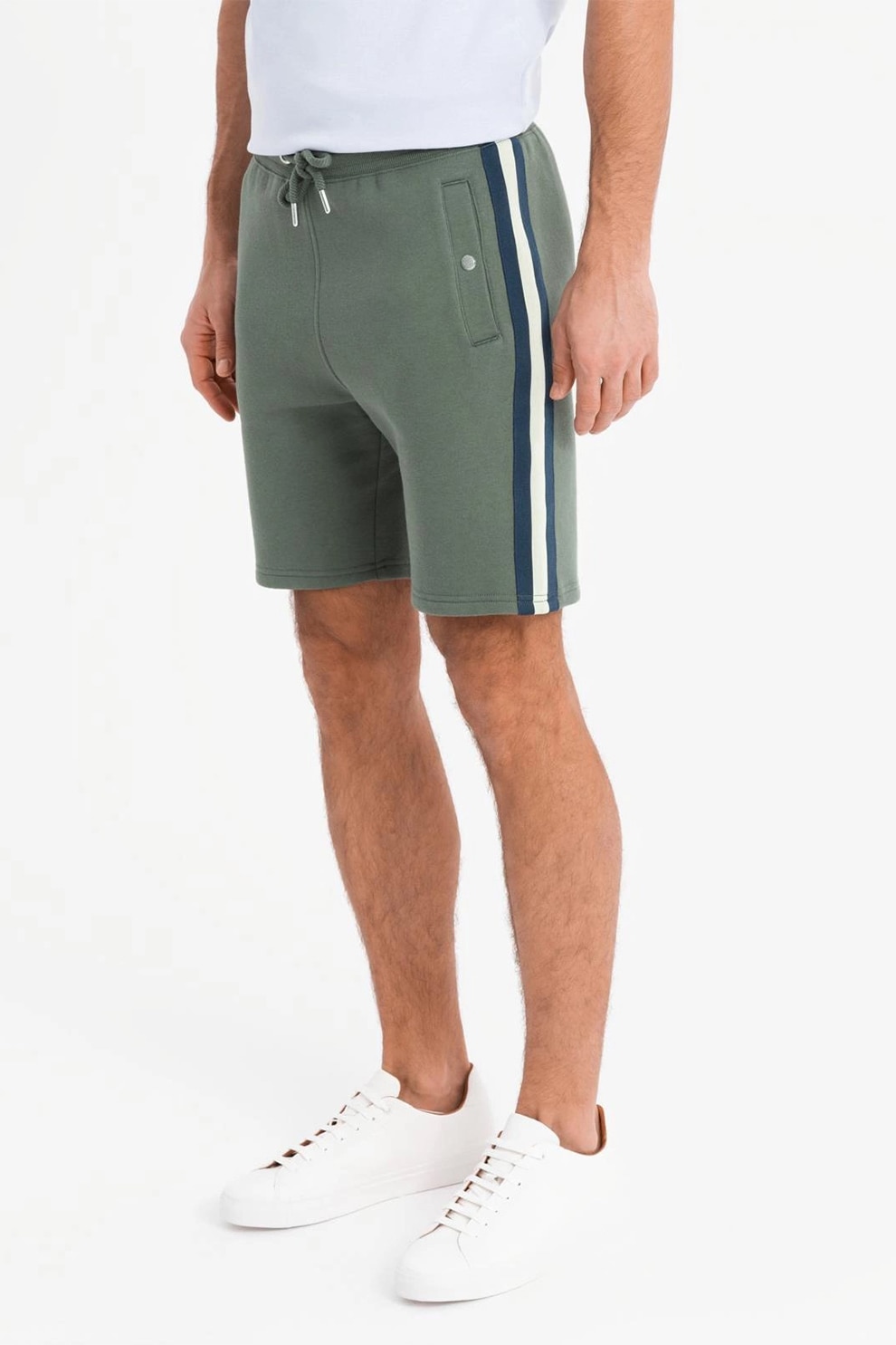 OMBRE, Pantaloni scurti din amestec de bumbac cu buzunare oblice, Verde masliniu, L