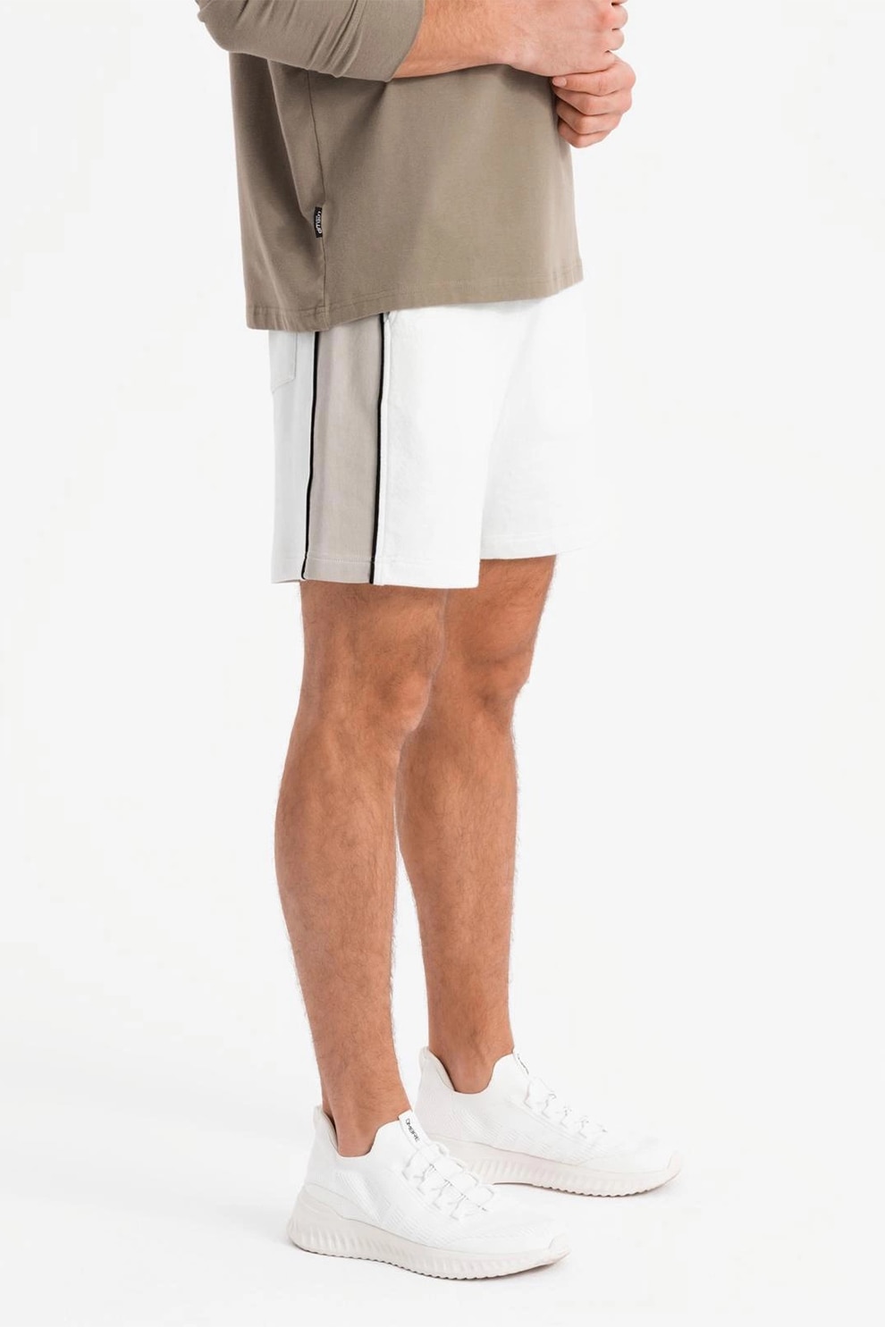 OMBRE, Pantaloni scurti relaxed fit cu buzunare laterale, Alb murdar, XXL