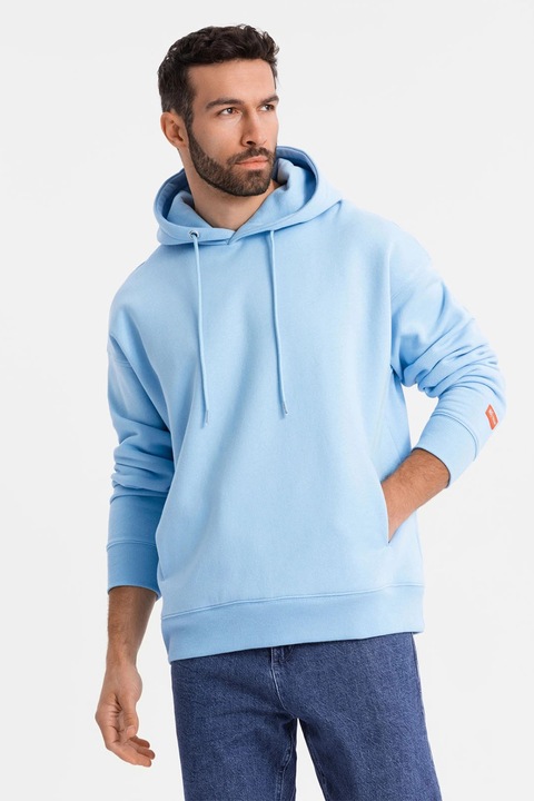 OMBRE, Hanorac din amestec de bumbac cu maneci cazute, Albastru deschis