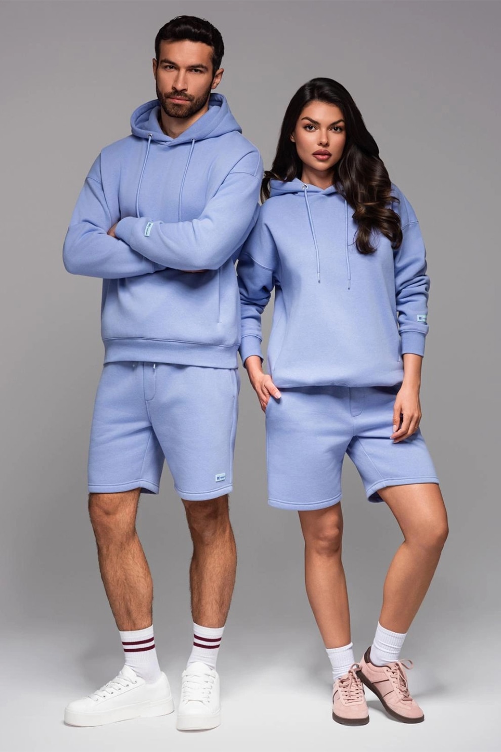 OMBRE, Pantaloni de trening scurti unisex, Albastru lavanda, XS-S