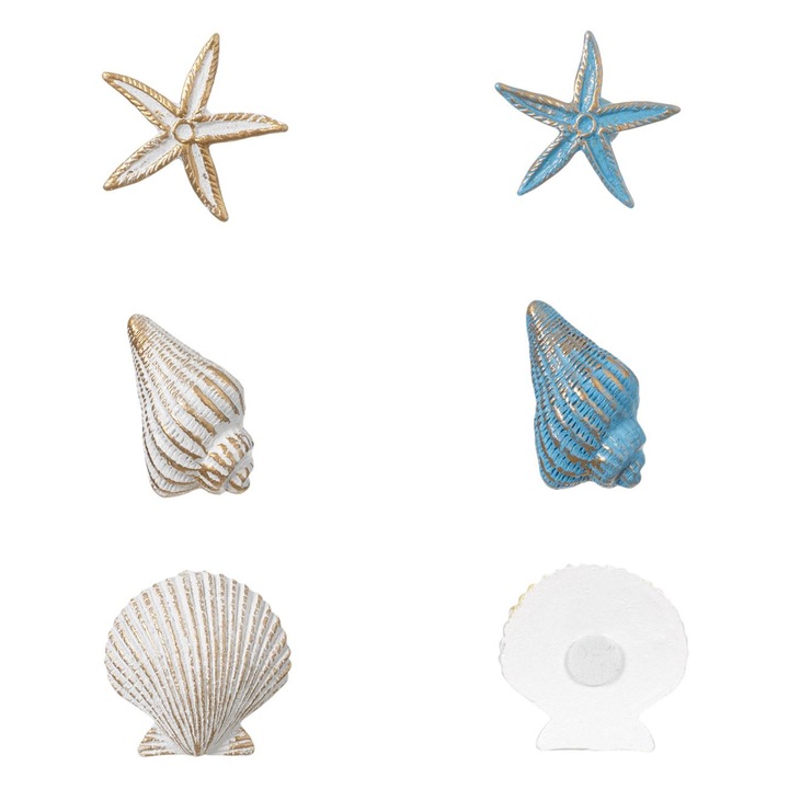 Decoratiuni Autocolante Stele de Mare Scoici Alb Albastre 4.5cm - 6buc