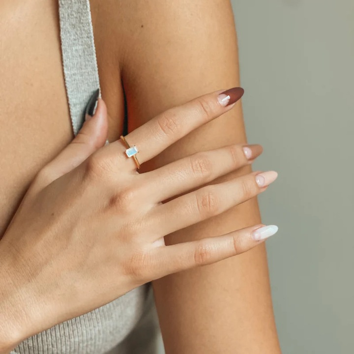 Inel din argint Golden Tessa - Piatra Lunii - 8