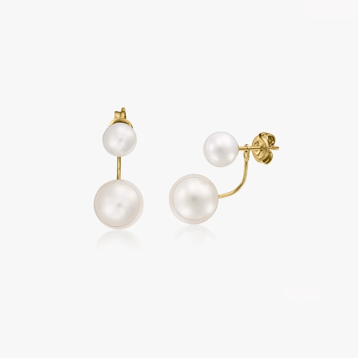 Cercei din aur Double - Perle Naturale