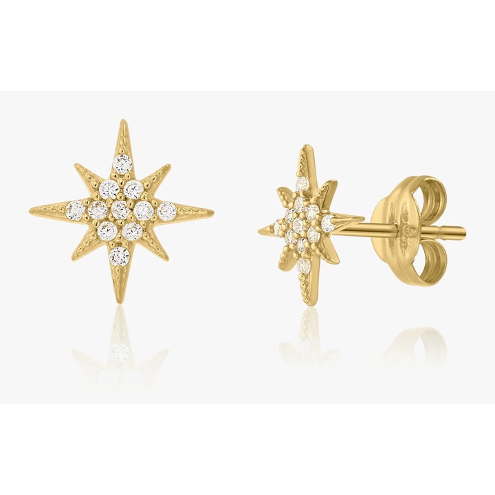 Cercei din aur Morningstar - Zirconiu