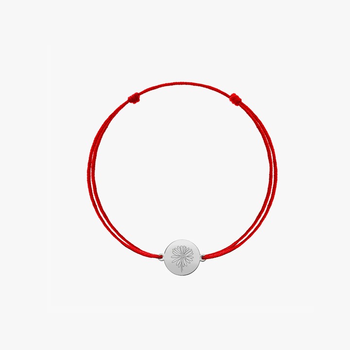 Bratara snur pentru copii din aur alb Birth Flower - April Daisy