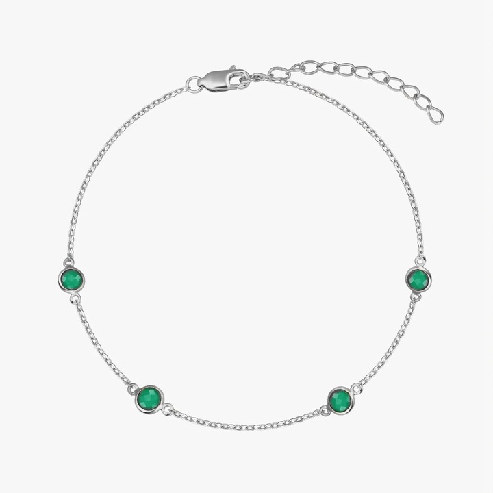 Bratara din argint Birthstone May - Onix Verde