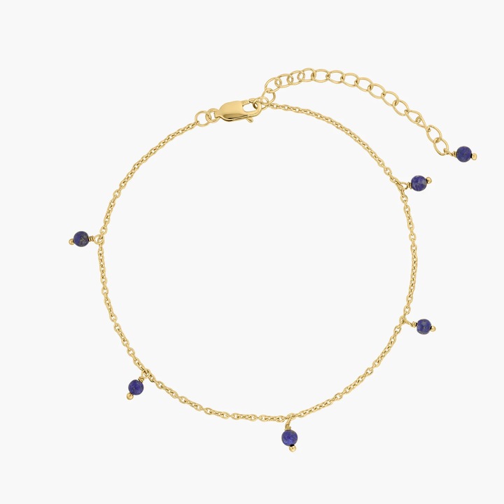 Bratara de picior din argint Golden Gem Droplet - Lapis Lazuli