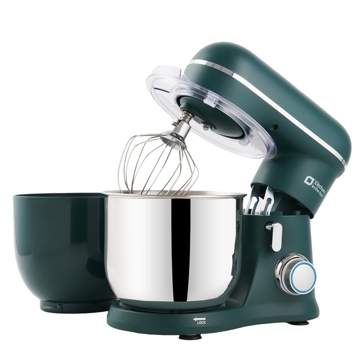 Tálkás mixer, Kitchen in the box, 2 tál, 3,5L, 10 sebesség, sötétzöld