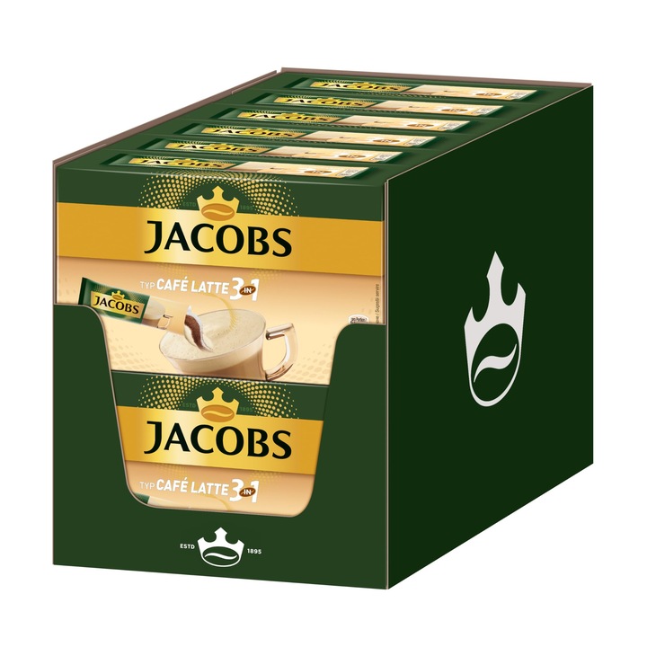 Jacobs Cafe Latte 3 in 1, set 120 pliculete, 12x10 bauturi