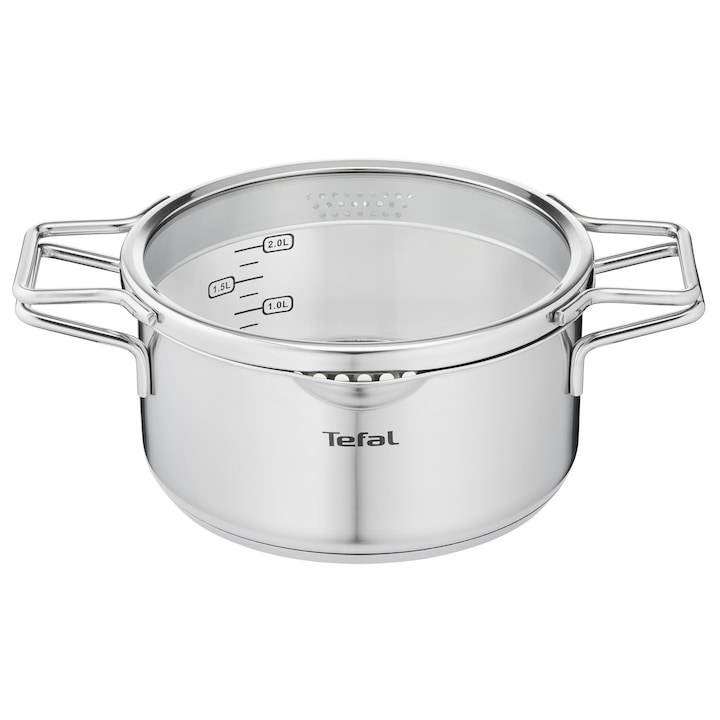 Тенджера Tefal Nordica 20 см, стъклен капак, неръждаема стомана, двойни дръжки