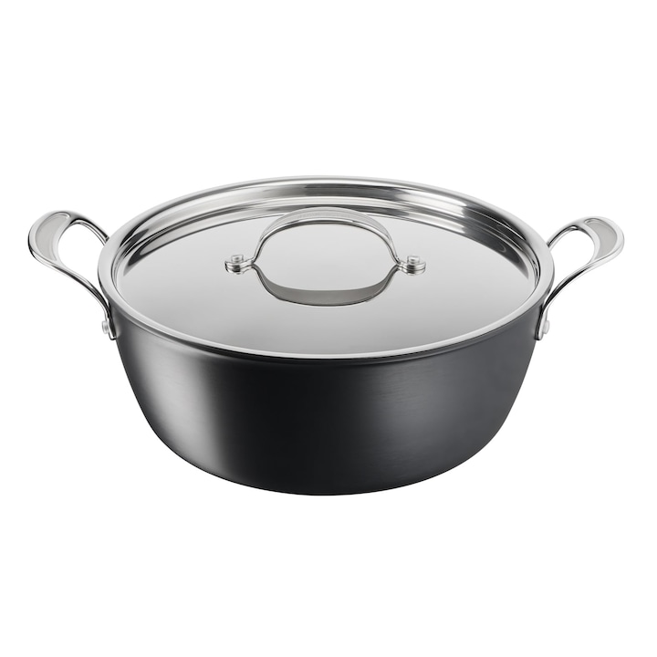 Комплект тенджери Tefal Jamie Oliver, анодизирана индукционна тенджера, 30 см, незалепваща, черна