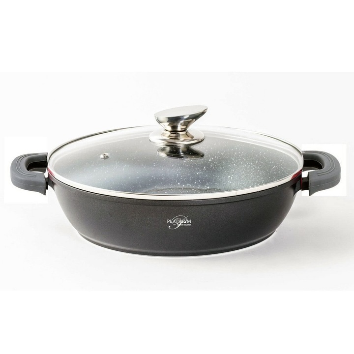 CHEFFINGER 32 cm-es lábas, fekete, tapadásmentes, üvegfedővel, indukciós sütőhöz
