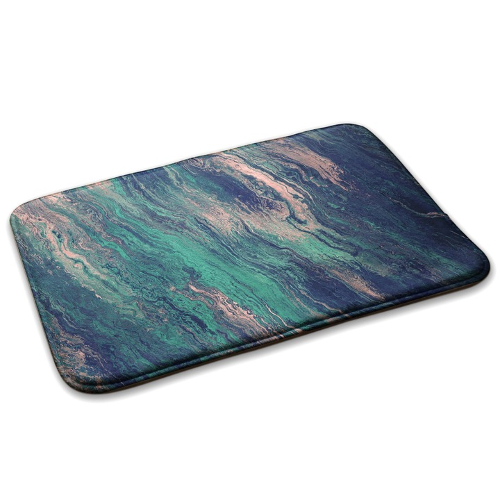 Covoare, Decormat, Model abstract de marmura, Turcoaz, 90x60 cm, 010350680020200278628