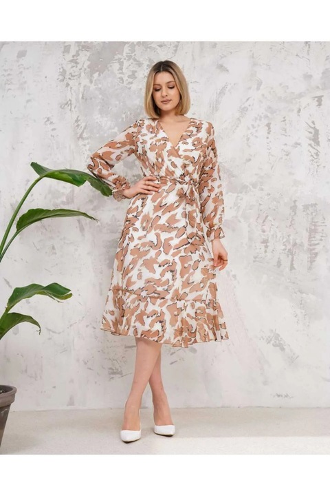 Rochie din sifon, Ioana, Crem