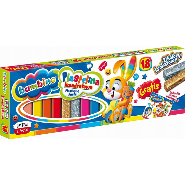 Пластилин Bambino, комплект 18 цвята, многоцветен