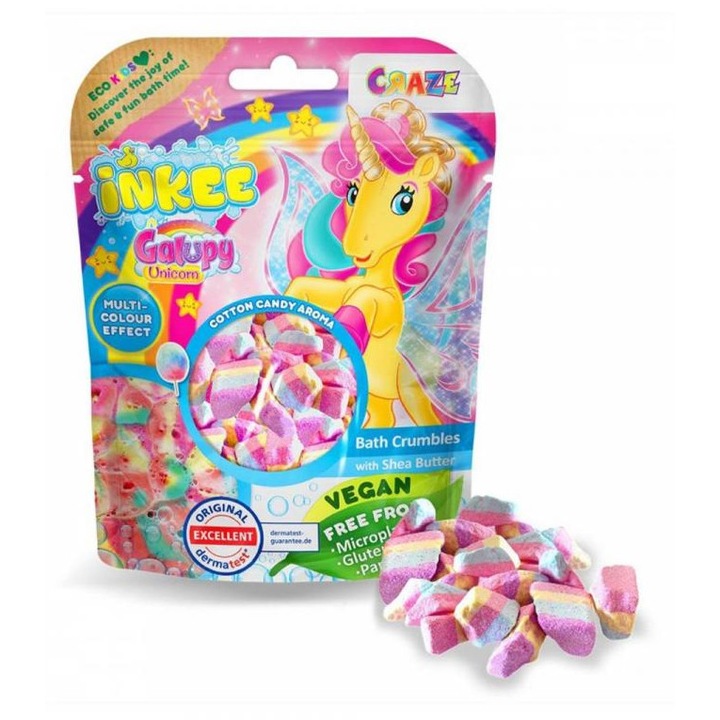 Flair Toys 9051559 Craze Inkee: Galupy Unikornis Vegán fürdő kristályformájú bombák