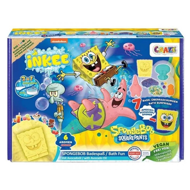 Flair Toys 9052471 Craze: Inkee Spongyabob kockanadrág nagy vegán fürdőszett
