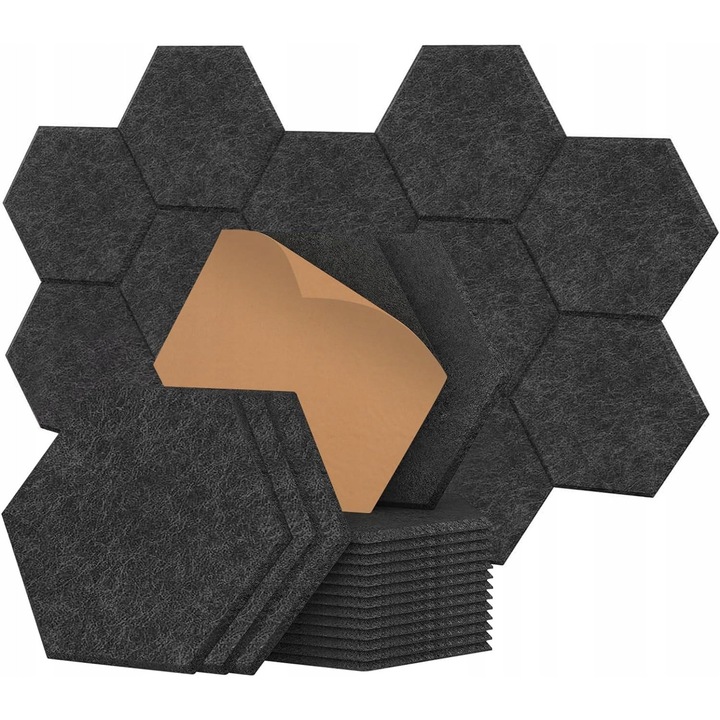 Panouri acustice autoadezive set 12 buc, Luka, 30x26x1cm, negre