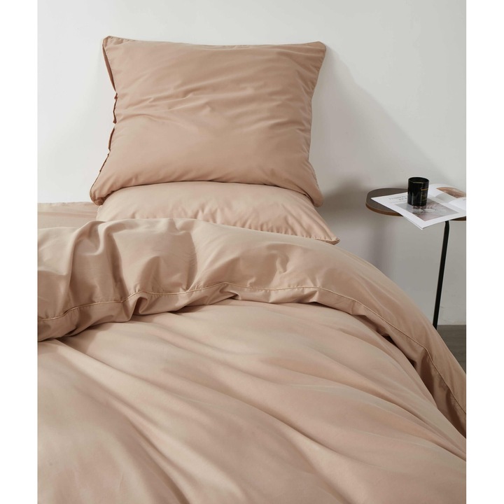 Lenjerie de pat Queen Premium, Spod Igly i Nitki, 140x200 cm, bej cu lama de aur, 1x 70x80 cm