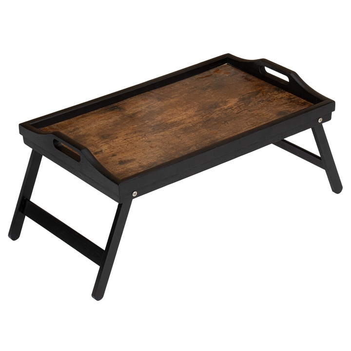 Tava servire pliabilă GMM Group AURELIA RUSTIC, bambus, negru, 67x30cm