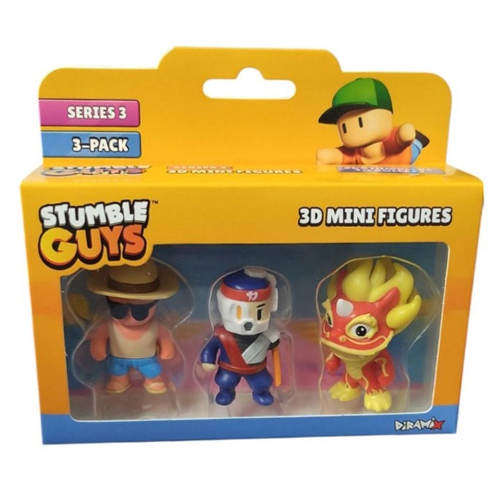 Set 3 mini figurine Stumble Guys 3D, Seria 3 -Tanner, Oni, Nian Beast