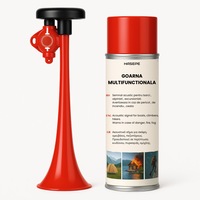 Goarna avertizare HASEPE cu aer comprimat 300ml, spray sonor puternic pentru siguranta si semnalizare, ideala pentru drumetii, camping, alpinism, barca sau zone cu ursi, accesoriu portabil pentru suporteri pe stadion tip vuvuzela, proteste, Rosu/Alb