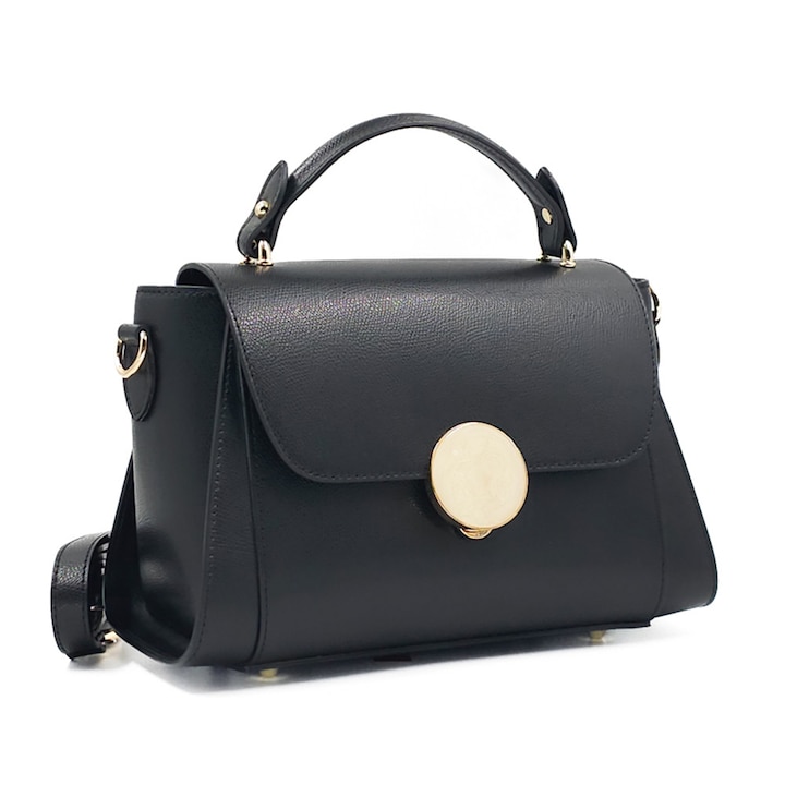 Poseta Piele Jaime - Negru, Geanta Casual din Piele Naturala, Geanta, Genti