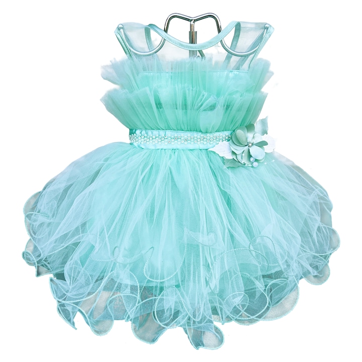 Rochita eleganta pentru fetite culoare verde, Verde