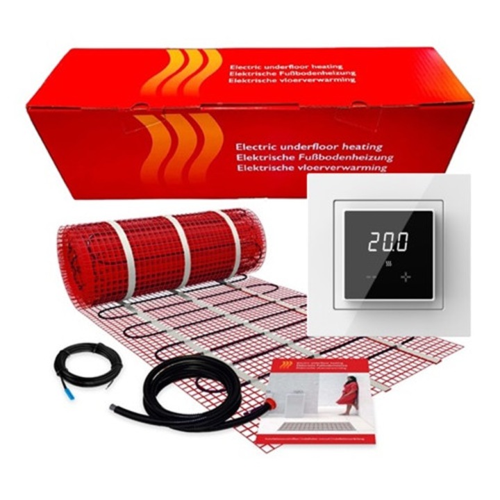 Kit încălzire în pardoseală sub gresie C&F 15m - 2250W, cu termostat ET44 WIFI, dimensiune cablu 4mm