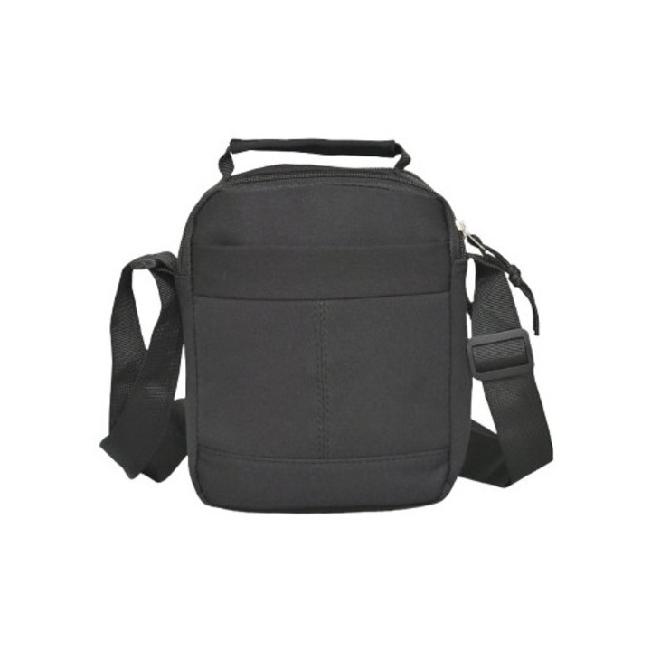 Férfi táska 9700, 15/19/7 cm, Textil, Fekete