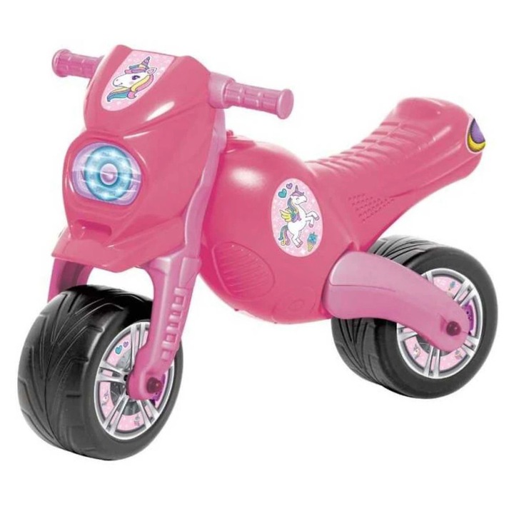Motocicletă Dohany Toys, motor nr 8, roz, roți late, pentru copii peste 2 ani