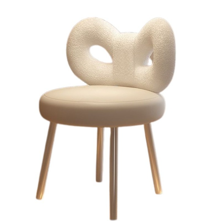 Scaun pentru masa de toaleta, Fundita, Tapitat, Metal/Textil, 43x33x67 cm