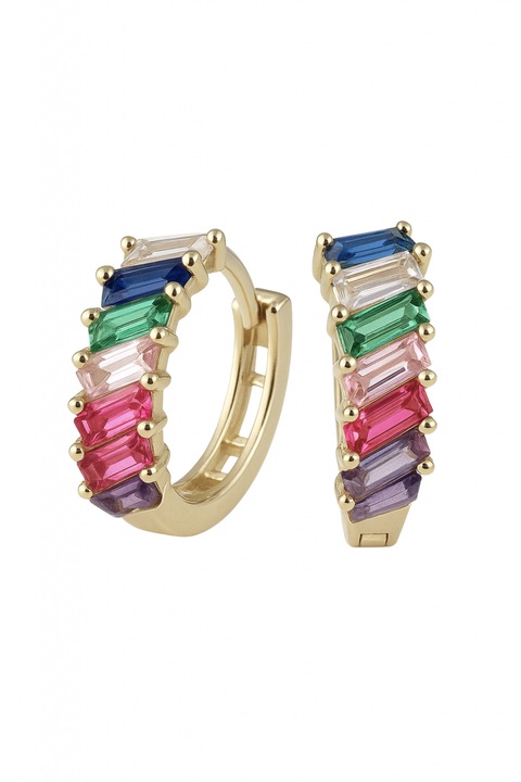 Cercei din Aur 14K SERRANI Zeina, cu cristale zirconia multicolore, 1.7 cm, 2.65g