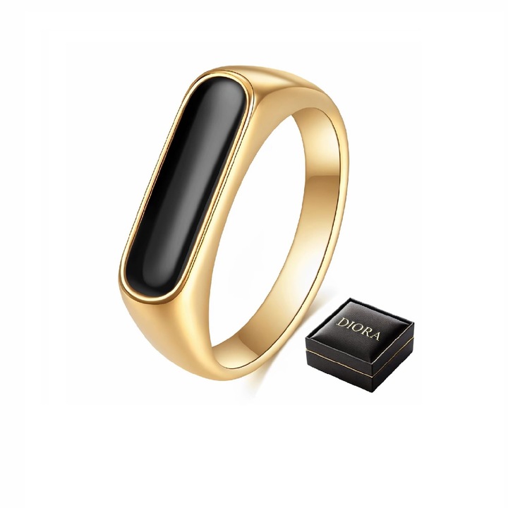 Inel marca Diora, Design Clasic, culoare Auriu/Negru, 54x17.2mm 9, Gold-alb