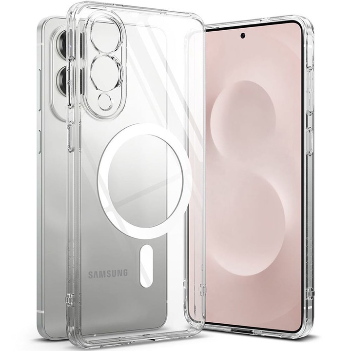Husa Ringke Fusion Magnetic pentru Samsung Galaxy S25 Edge, transparent alb