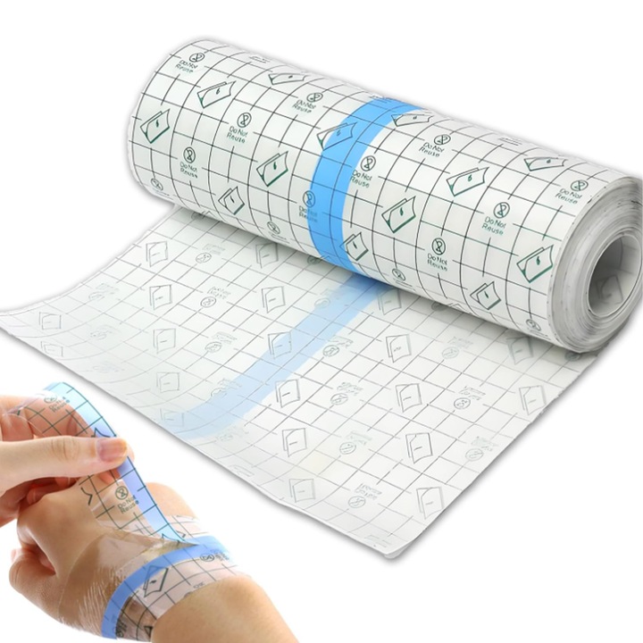 Folie de protectie pentru tatuaje, TREXORA, hipoalergenica, impermeabila, 15cm x 5m, transparenta