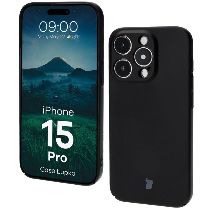 Husa Bizon Case Lupka pentru iPhone 15 Pro, negru