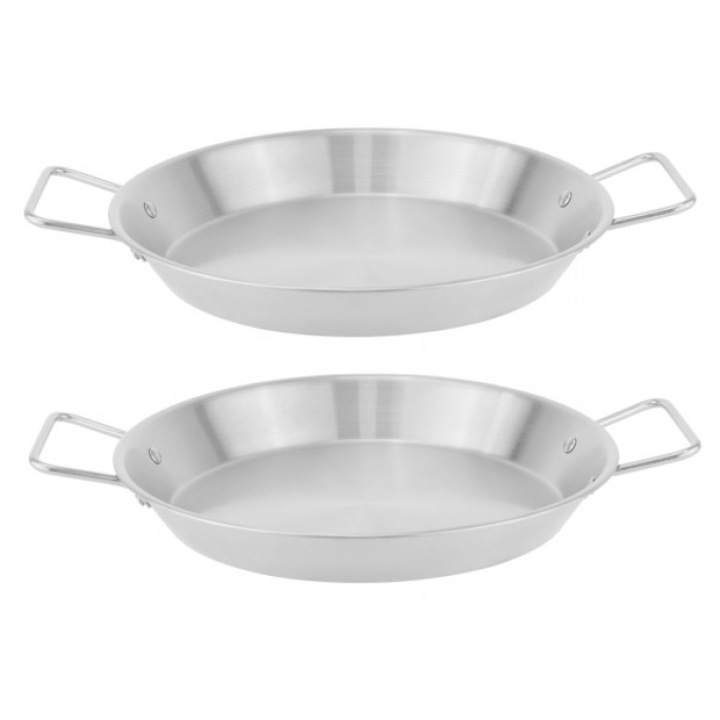 Set 2 tigăi paella Culinaro, inox, argintiu, 24,5x3,3cm