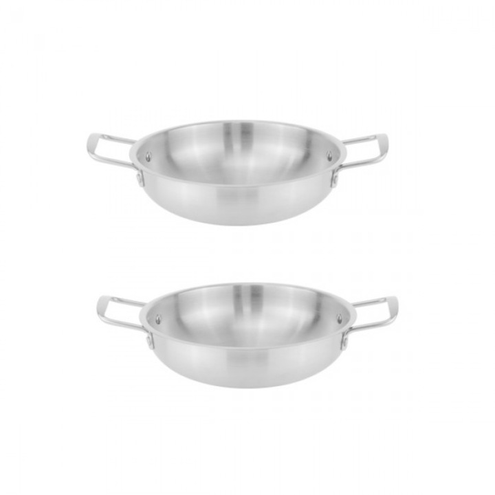 Set 2 tigaii din inox cu 2 manere Culinaro pentru paella 19, 5xh6cm, argintiu, inox S/S 304