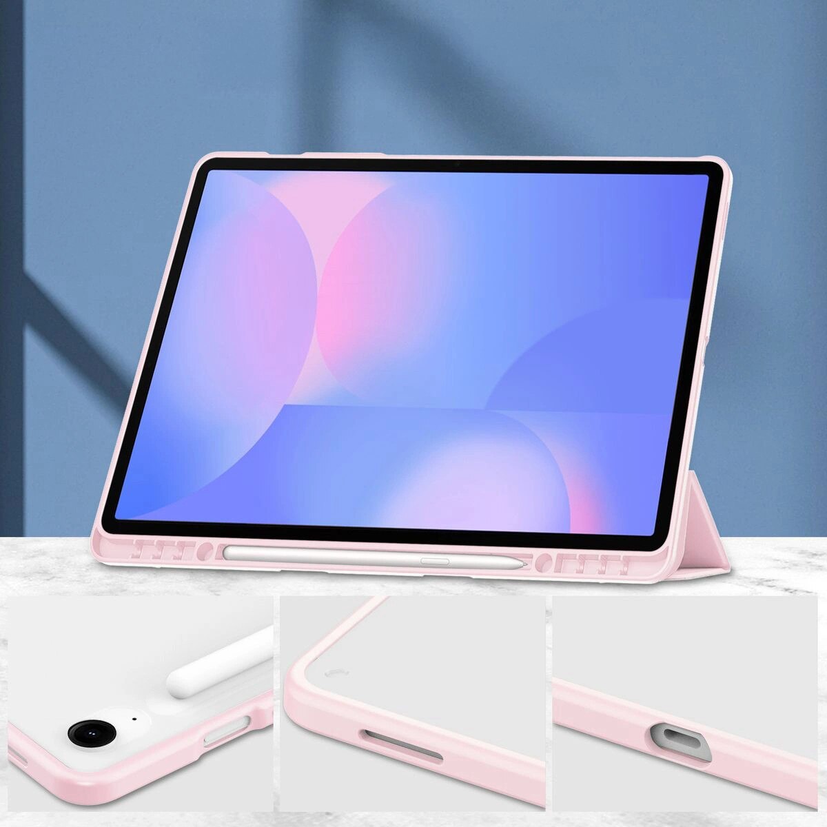 Husa tableta Bizon Case Tab Clear Matt pentru Samsung Galaxy Tab S10 FE Plus, roz